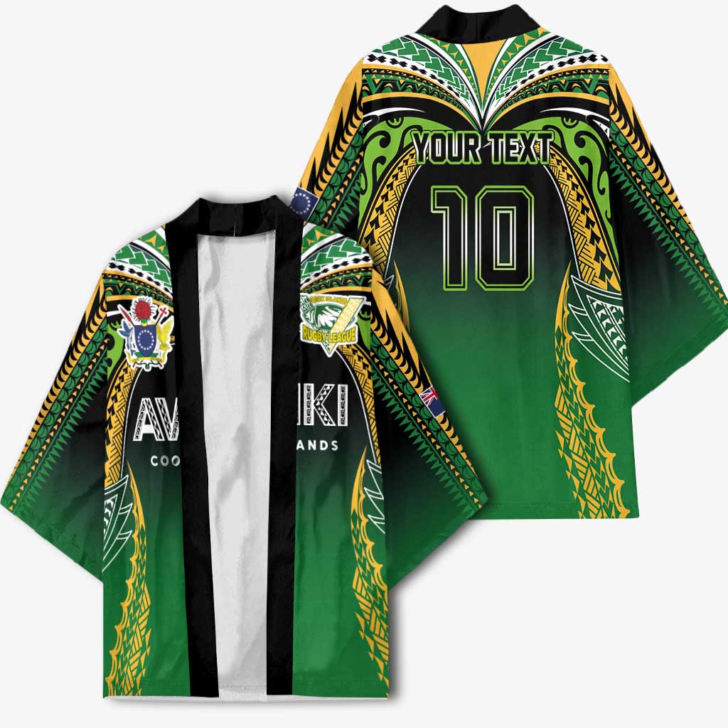 Custom Cook Islands Rugby League Kimono Avaiki Tatau Tribal Motifs Black Color - Polynesian Pride