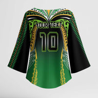 Custom Cook Islands Rugby League Kimono Sleeve Blouse Avaiki Tatau Tribal Motifs Black Color - Polynesian Pride