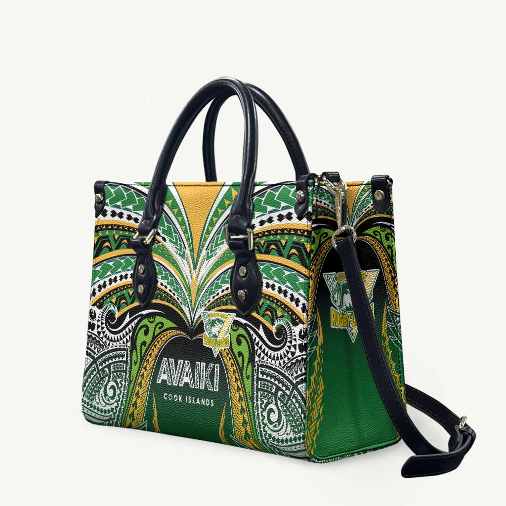 Cook Islands Rugby League Leather Bag Avaiki Tatau Tribal Motifs Black Color - Polynesian Pride