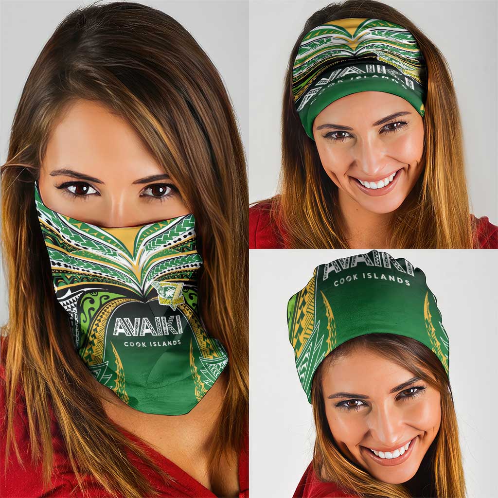 Cook Islands Rugby League Neck Gaiter Avaiki Tatau Tribal Motifs Black Color - Polynesian Pride
