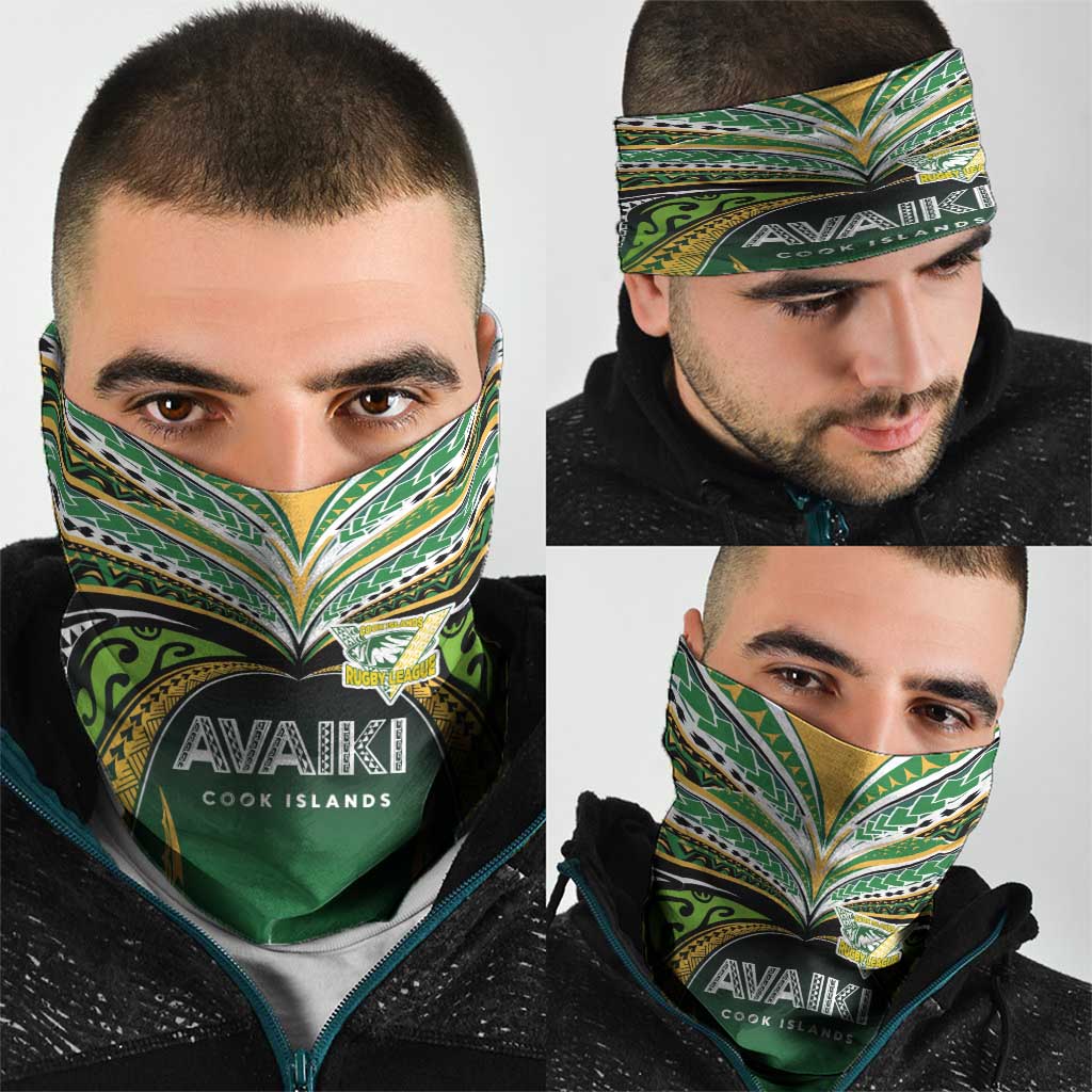 Cook Islands Rugby League Neck Gaiter Avaiki Tatau Tribal Motifs Black Color - Polynesian Pride
