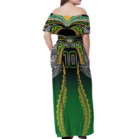 Custom Cook Islands Rugby League Off Shoulder Maxi Dress Avaiki Tatau Tribal Motifs Black Color - Polynesian Pride