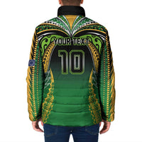 Custom Cook Islands Rugby League Padded Jacket Avaiki Tatau Tribal Motifs Black Color - Polynesian Pride