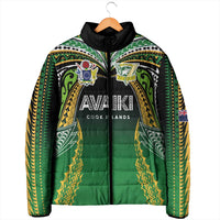 Custom Cook Islands Rugby League Padded Jacket Avaiki Tatau Tribal Motifs Black Color - Polynesian Pride