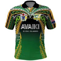 Custom Cook Islands Rugby League Polo Shirt Avaiki Tatau Tribal Motifs Black Color - Polynesian Pride