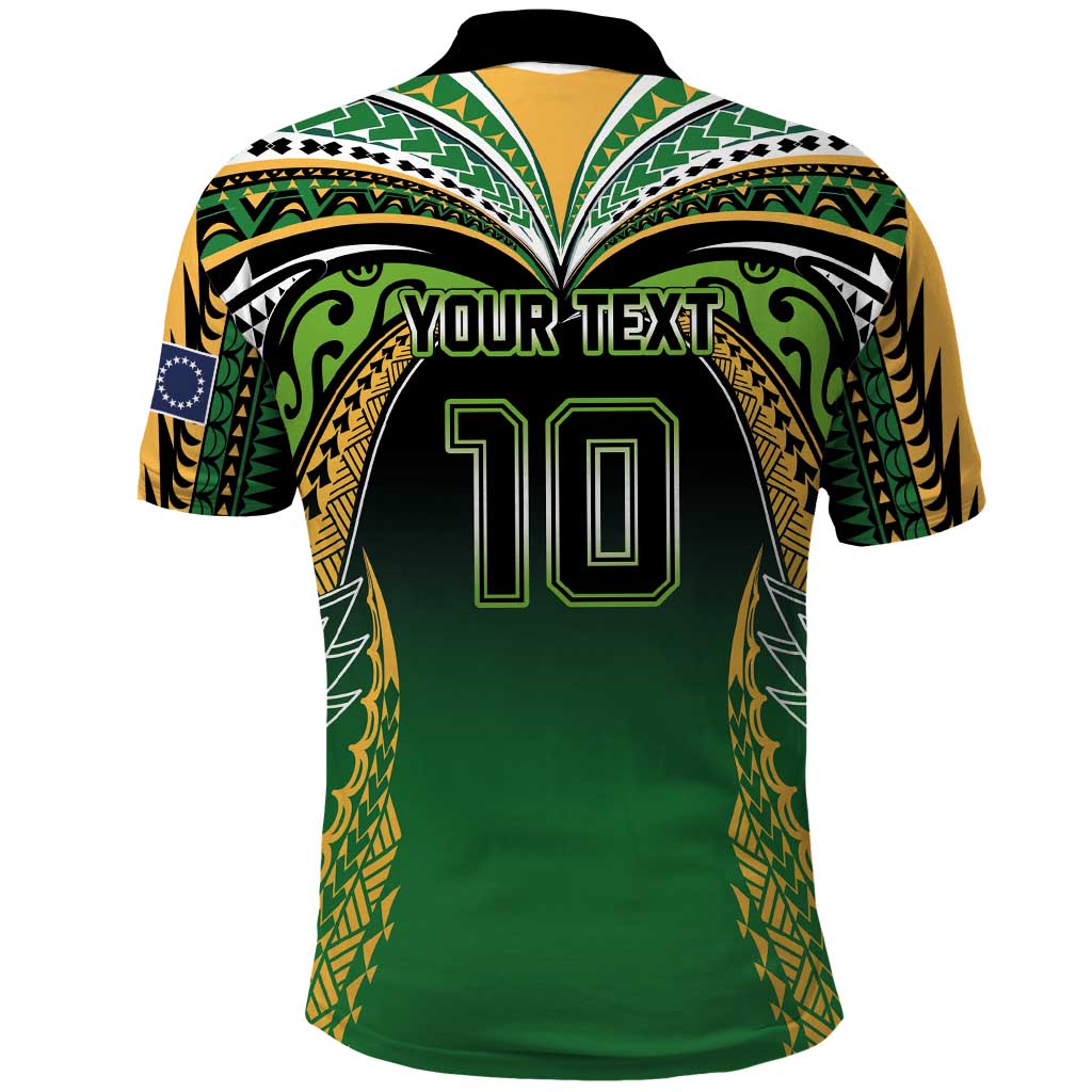 Custom Cook Islands Rugby League Polo Shirt Avaiki Tatau Tribal Motifs Black Color - Polynesian Pride