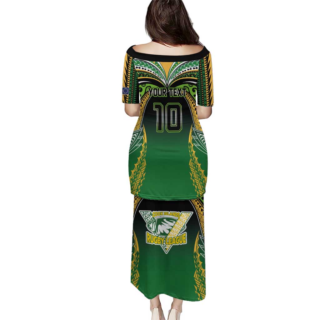 Custom Cook Islands Rugby League Puletasi Avaiki Tatau Tribal Motifs Black Color - Polynesian Pride