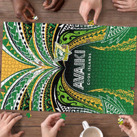Cook Islands Rugby League Puzzle Avaiki Tatau Tribal Motifs Black Color - Polynesian Pride