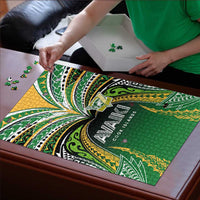 Cook Islands Rugby League Puzzle Avaiki Tatau Tribal Motifs Black Color - Polynesian Pride