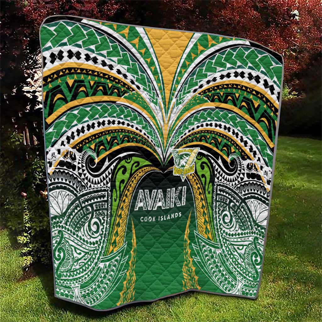 Cook Islands Rugby League Quilt Avaiki Tatau Tribal Motifs Black Color - Polynesian Pride