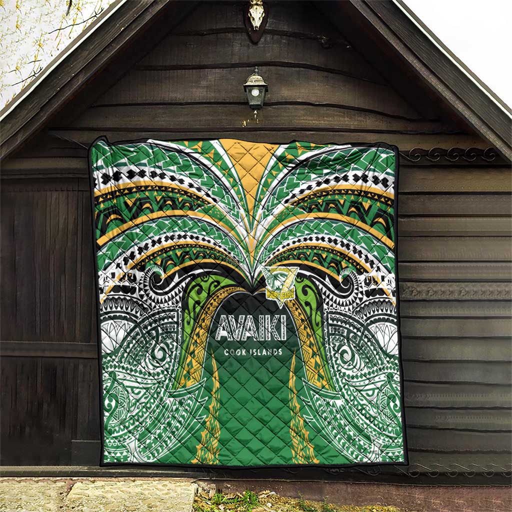 Cook Islands Rugby League Quilt Avaiki Tatau Tribal Motifs Black Color - Polynesian Pride