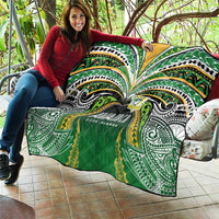 Cook Islands Rugby League Quilt Avaiki Tatau Tribal Motifs Black Color - Polynesian Pride