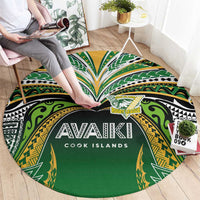 Cook Islands Rugby League Round Carpet Avaiki Tatau Tribal Motifs Black Color - Polynesian Pride