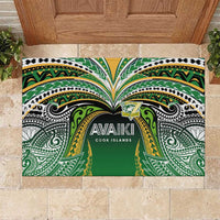Cook Islands Rugby League Rubber Doormat Avaiki Tatau Tribal Motifs Black Color - Polynesian Pride
