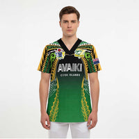 Custom Cook Islands Rugby League Scrub Top Avaiki Tatau Tribal Motifs Black Color - Polynesian Pride
