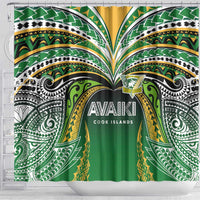Cook Islands Rugby League Shower Curtain Avaiki Tatau Tribal Motifs Black Color - Polynesian Pride