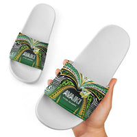 Cook Islands Rugby League Slide Sandals Avaiki Tatau Tribal Motifs Black Color - Polynesian Pride