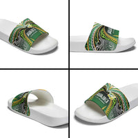 Cook Islands Rugby League Slide Sandals Avaiki Tatau Tribal Motifs Black Color - Polynesian Pride