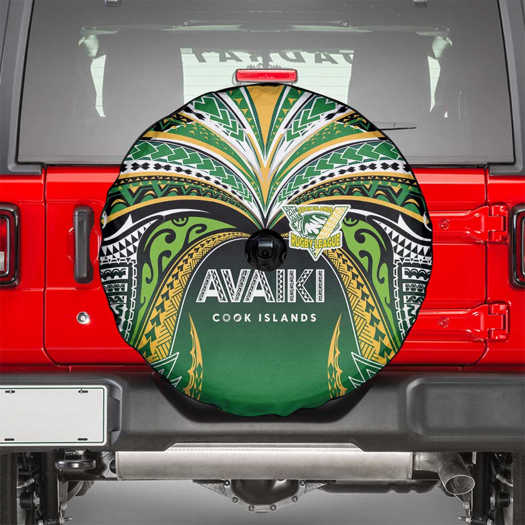 Cook Islands Rugby League Spare Tire Cover Avaiki Tatau Tribal Motifs Black Color - Polynesian Pride