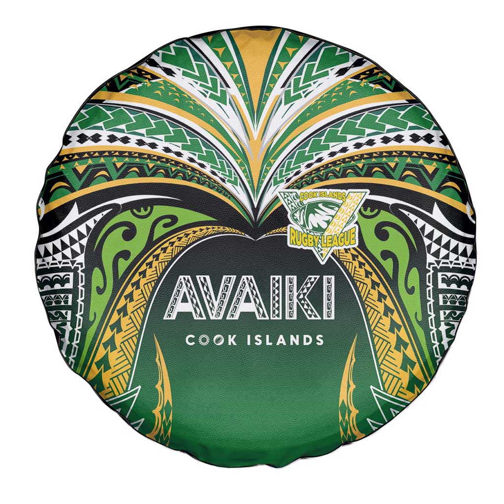Cook Islands Rugby League Spare Tire Cover Avaiki Tatau Tribal Motifs Black Color - Polynesian Pride