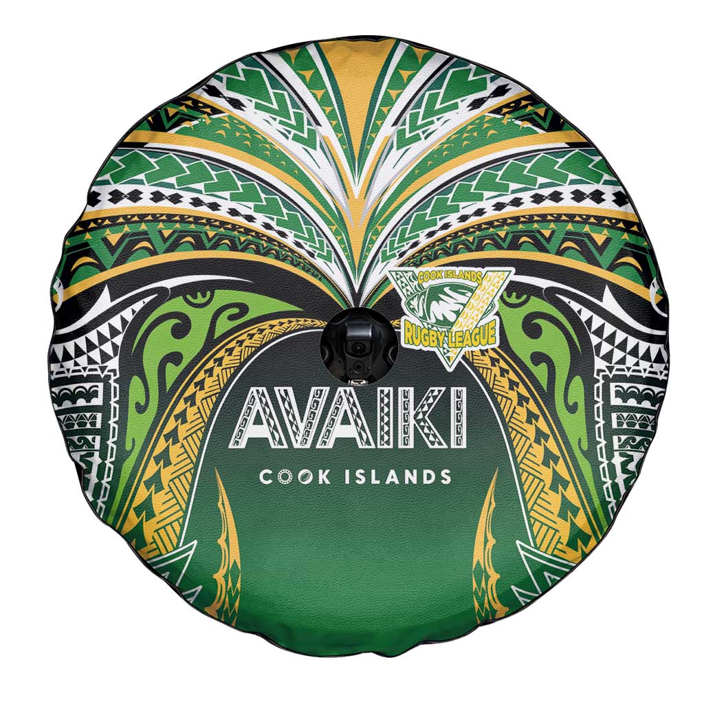 Cook Islands Rugby League Spare Tire Cover Avaiki Tatau Tribal Motifs Black Color - Polynesian Pride