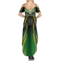 Custom Cook Islands Rugby League Summer Maxi Dress Avaiki Tatau Tribal Motifs Black Color - Polynesian Pride