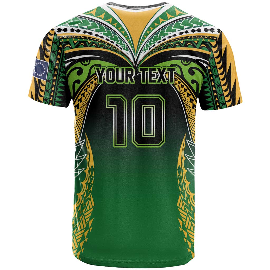 Custom Cook Islands Rugby League T Shirt Avaiki Tatau Tribal Motifs Black Color - Polynesian Pride