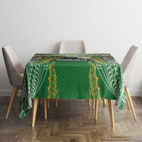 Cook Islands Rugby League Tablecloth Avaiki Tatau Tribal Motifs Black Color - Polynesian Pride