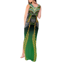 Custom Cook Islands Rugby League Tank Maxi Dress Avaiki Tatau Tribal Motifs Black Color - Polynesian Pride