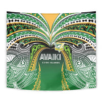Cook Islands Rugby League Tapestry Avaiki Tatau Tribal Motifs Black Color - Polynesian Pride