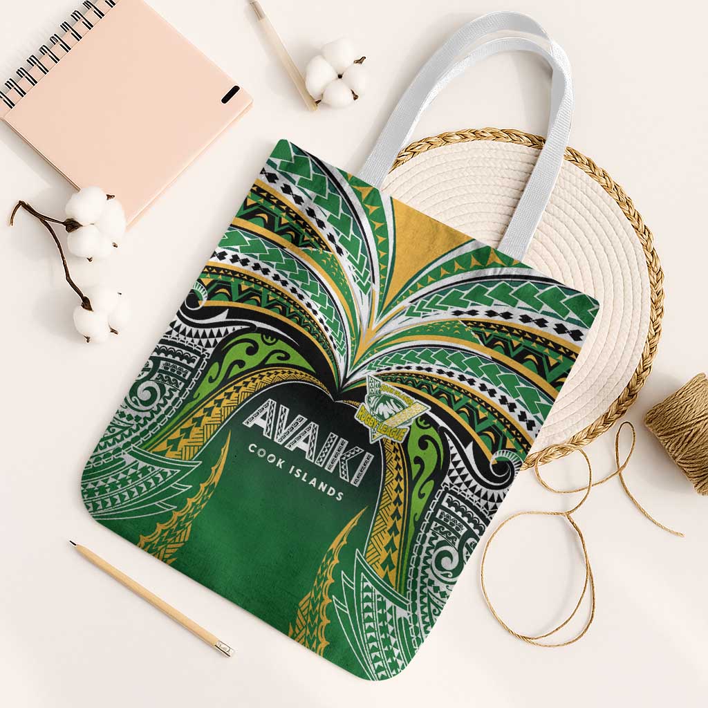 Cook Islands Rugby League Tote Bag Avaiki Tatau Tribal Motifs Black Color - Polynesian Pride