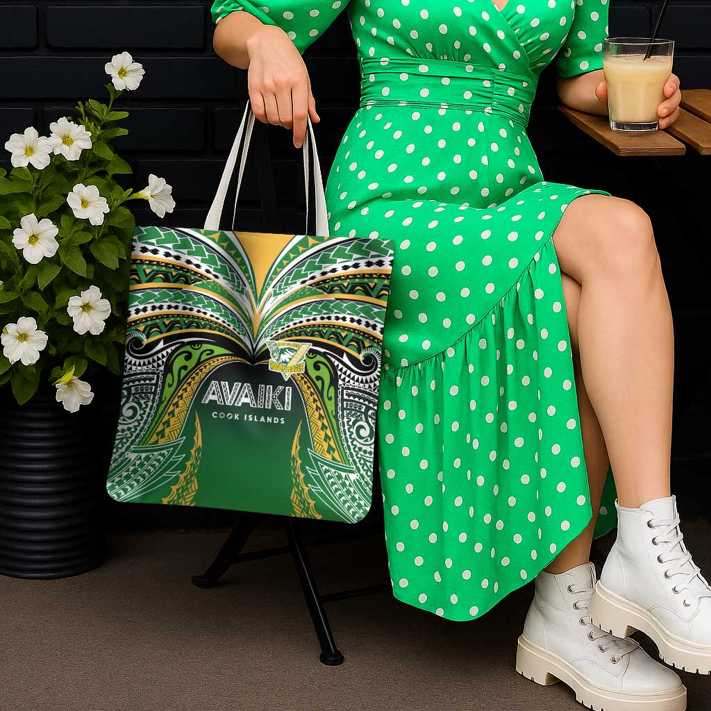 Cook Islands Rugby League Tote Bag Avaiki Tatau Tribal Motifs Black Color - Polynesian Pride