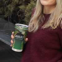 Custom Cook Islands Rugby League Tumbler Cup Avaiki Tatau Tribal Motifs Black Color - Polynesian Pride