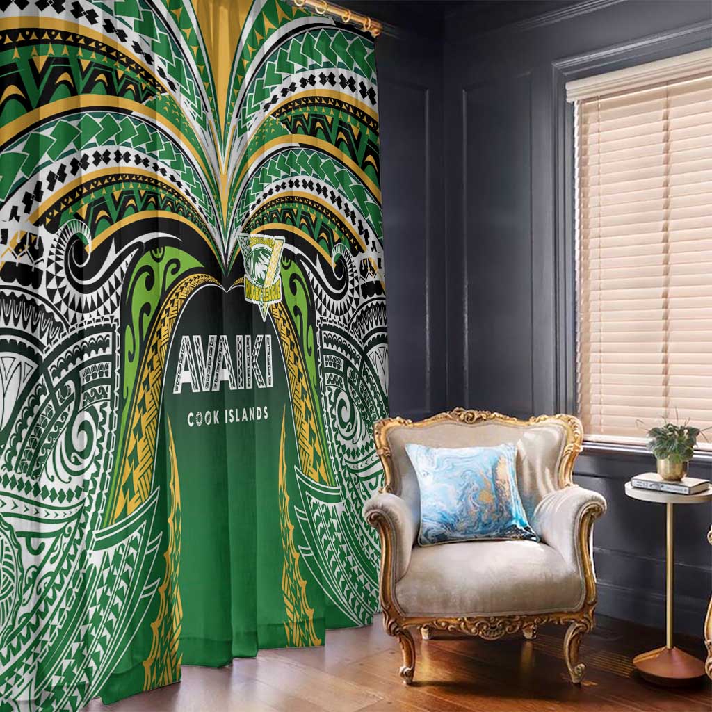 Cook Islands Rugby League Window Curtain Avaiki Tatau Tribal Motifs Black Color - Polynesian Pride