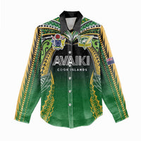 Custom Cook Islands Rugby League Women Casual Shirt Avaiki Tatau Tribal Motifs Black Color - Polynesian Pride