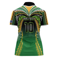 Custom Cook Islands Rugby League Women Polo Shirt Avaiki Tatau Tribal Motifs Black Color - Polynesian Pride