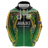 Custom Cook Islands Rugby League Zip Hoodie Avaiki Tatau Tribal Motifs Black Color - Polynesian Pride