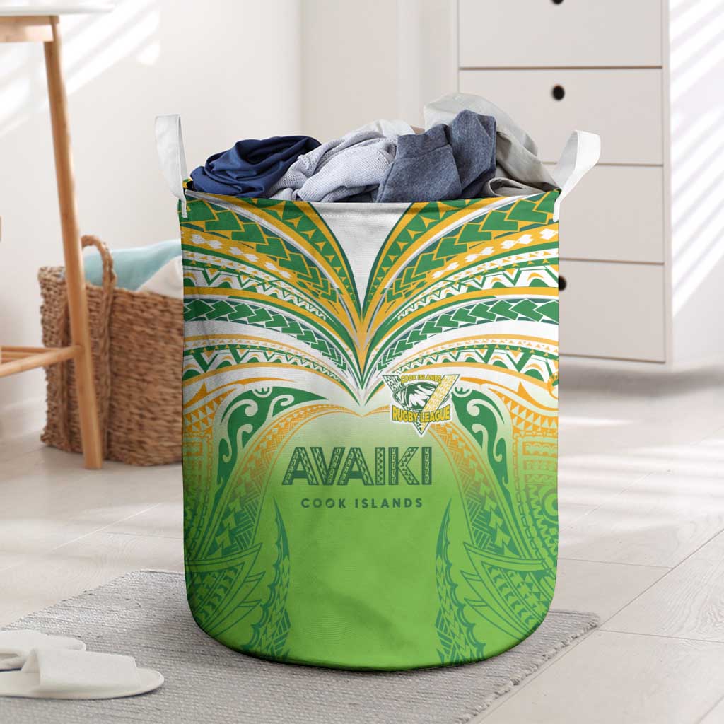 Cook Islands Rugby League Laundry Basket Avaiki Tatau Tribal Motifs White Color - Polynesian Pride