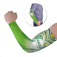 Custom Cook Islands Rugby League Arm Sleeves Avaiki Tatau Tribal Motifs White Color - Polynesian Pride