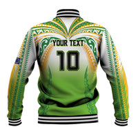 Custom Cook Islands Rugby League Baseball Jacket Avaiki Tatau Tribal Motifs White Color - Polynesian Pride