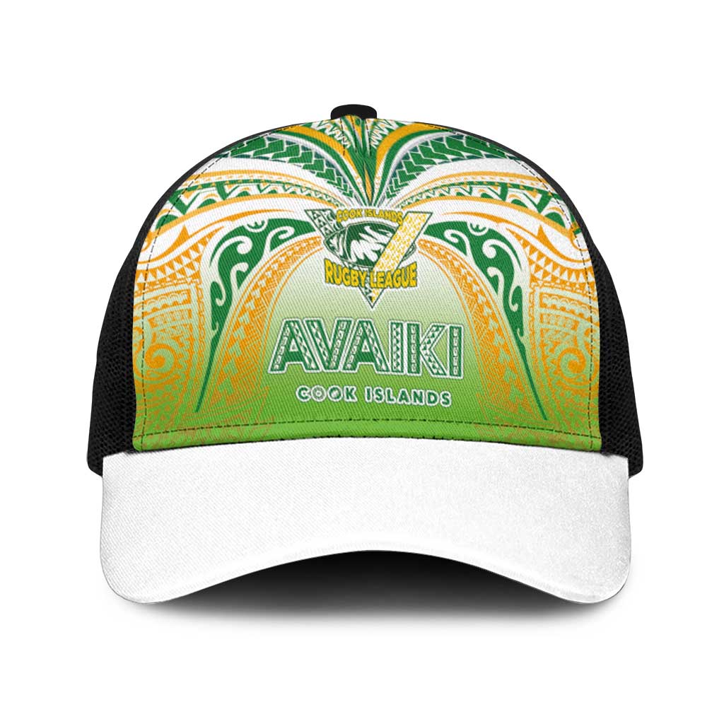 Cook Islands Rugby League Baseball Net Cap Avaiki Tatau Tribal Motifs White Color - Polynesian Pride