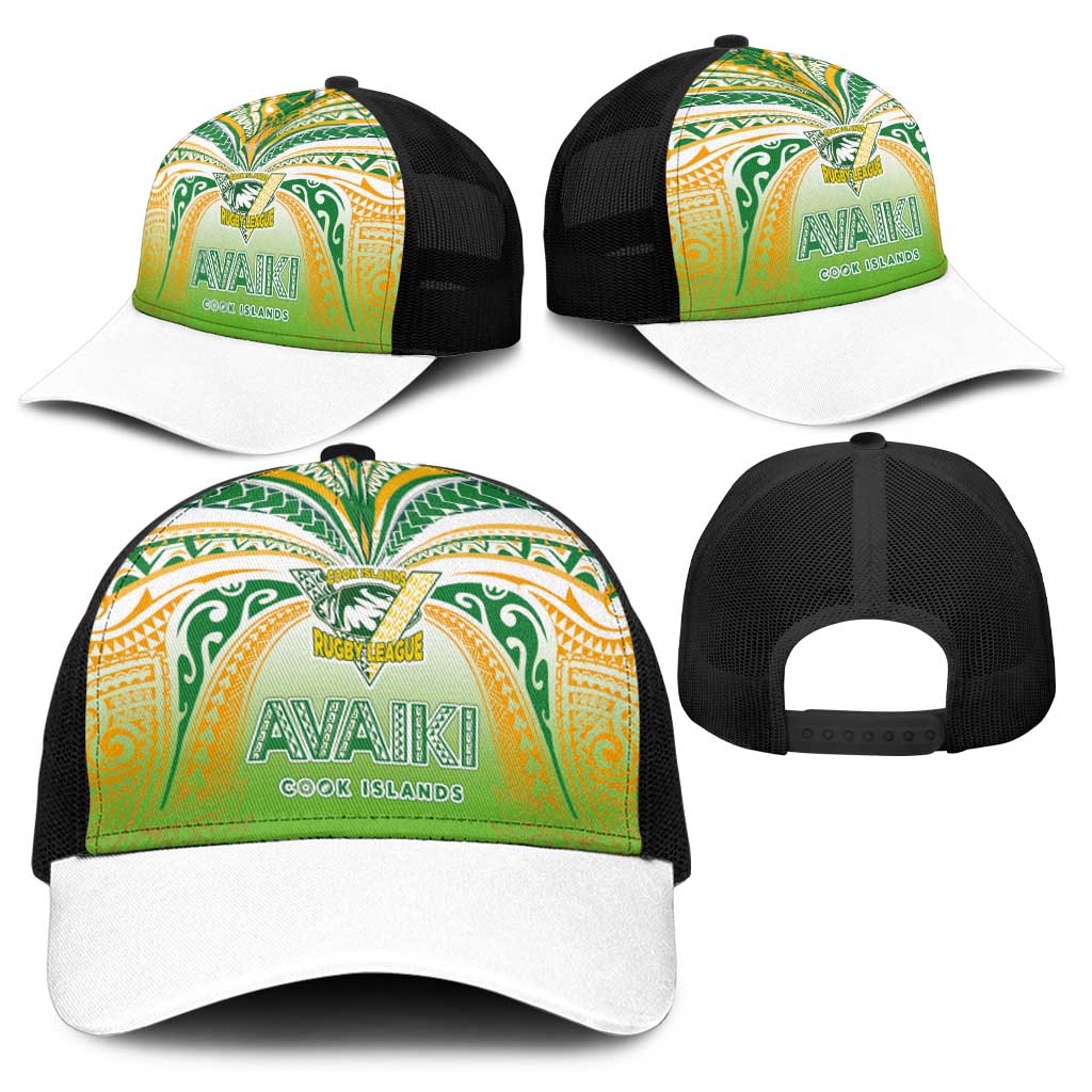 Cook Islands Rugby League Baseball Net Cap Avaiki Tatau Tribal Motifs White Color - Polynesian Pride