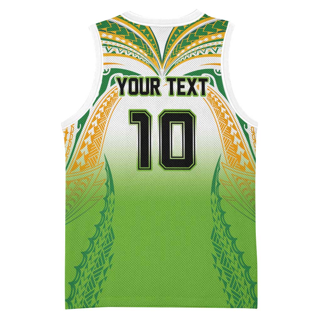 Custom Cook Islands Rugby League Basketball Jersey Avaiki Tatau Tribal Motifs White Color - Polynesian Pride