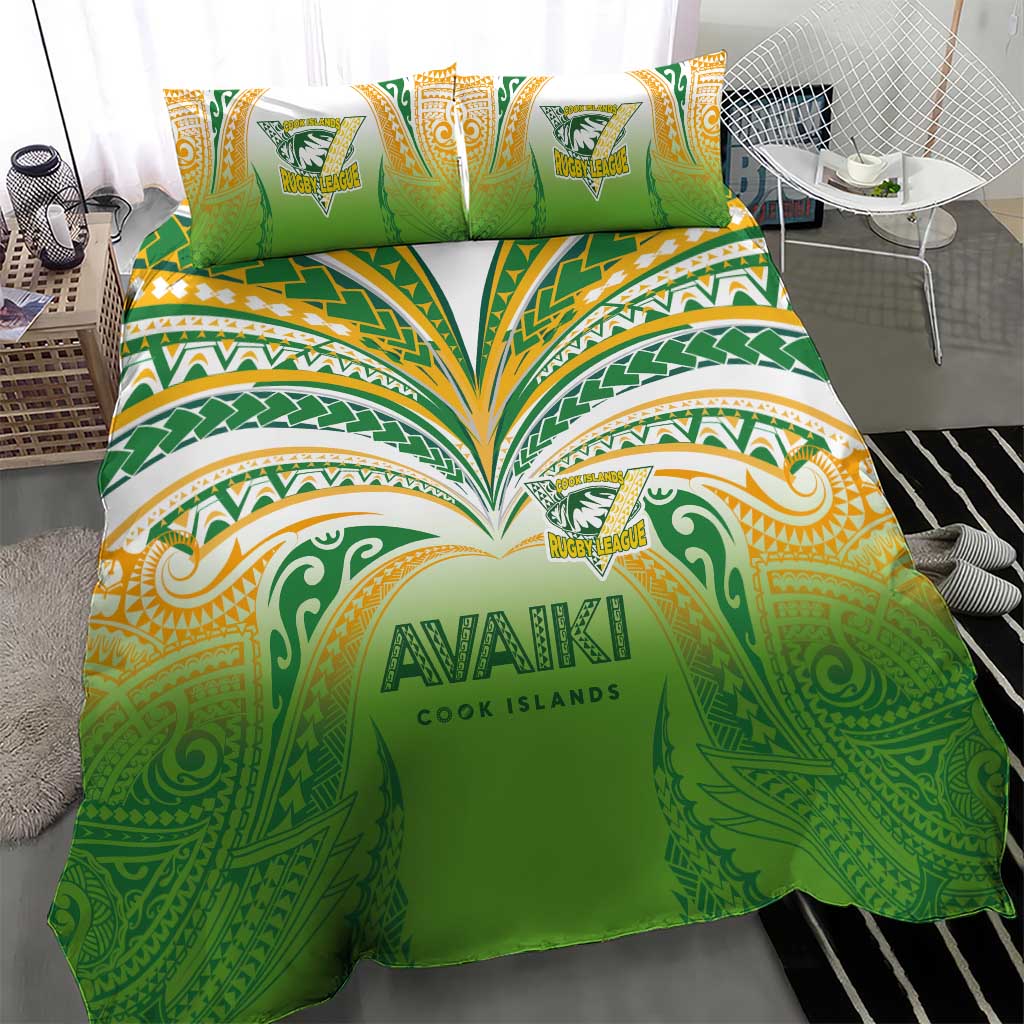 Cook Islands Rugby League Bedding Set Avaiki Tatau Tribal Motifs White Color - Polynesian Pride