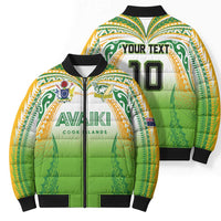 Custom Cook Islands Rugby League Bomber Puffer Jacket Avaiki Tatau Tribal Motifs White Color - Polynesian Pride