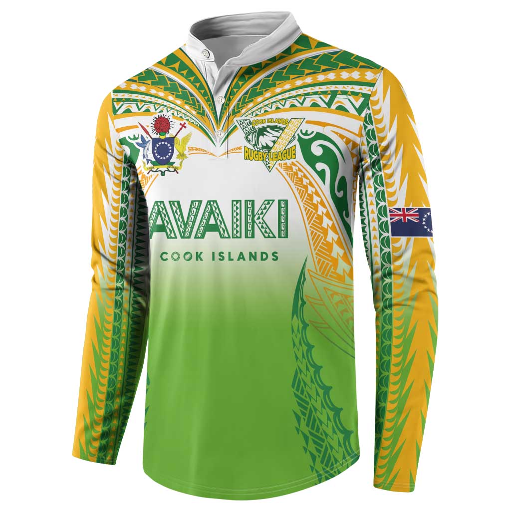 Custom Cook Islands Rugby League Button Sweatshirt Avaiki Tatau Tribal Motifs White Color - Polynesian Pride