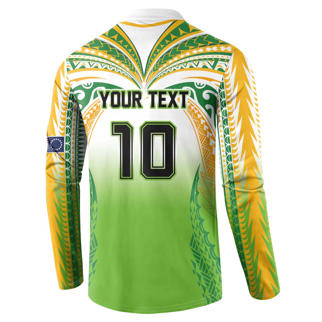 Custom Cook Islands Rugby League Button Sweatshirt Avaiki Tatau Tribal Motifs White Color - Polynesian Pride