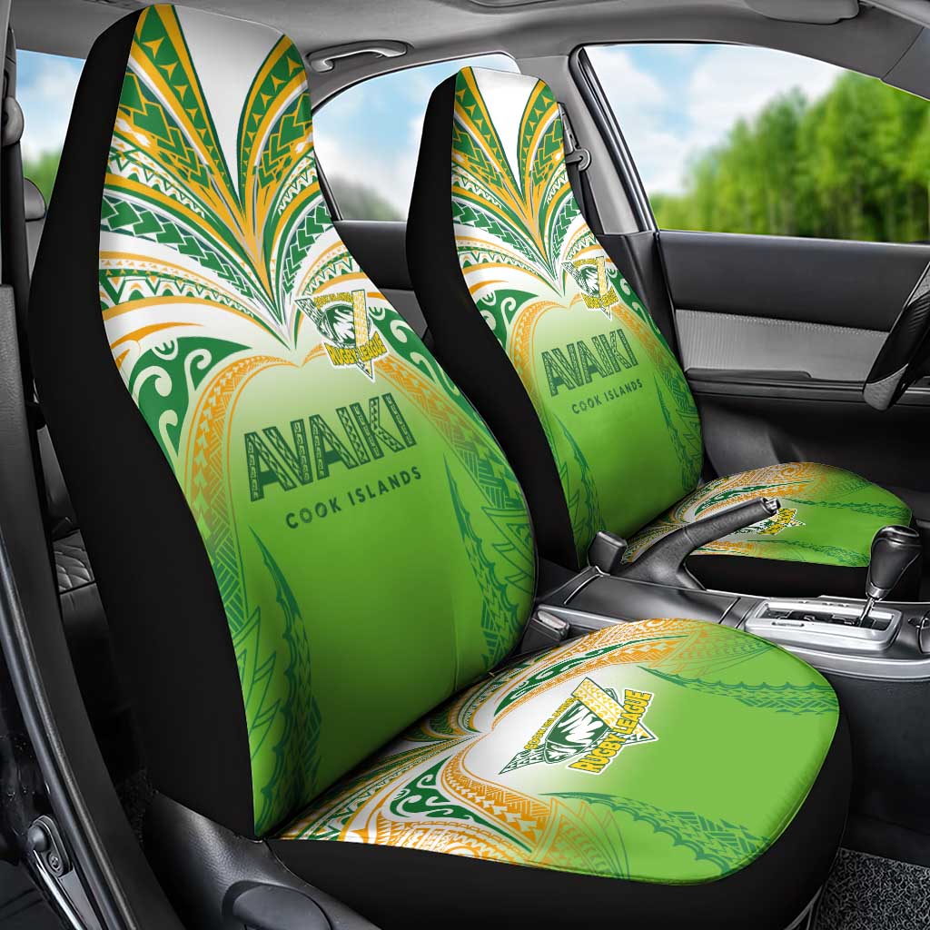 Cook Islands Rugby League Car Seat Cover Avaiki Tatau Tribal Motifs White Color - Polynesian Pride