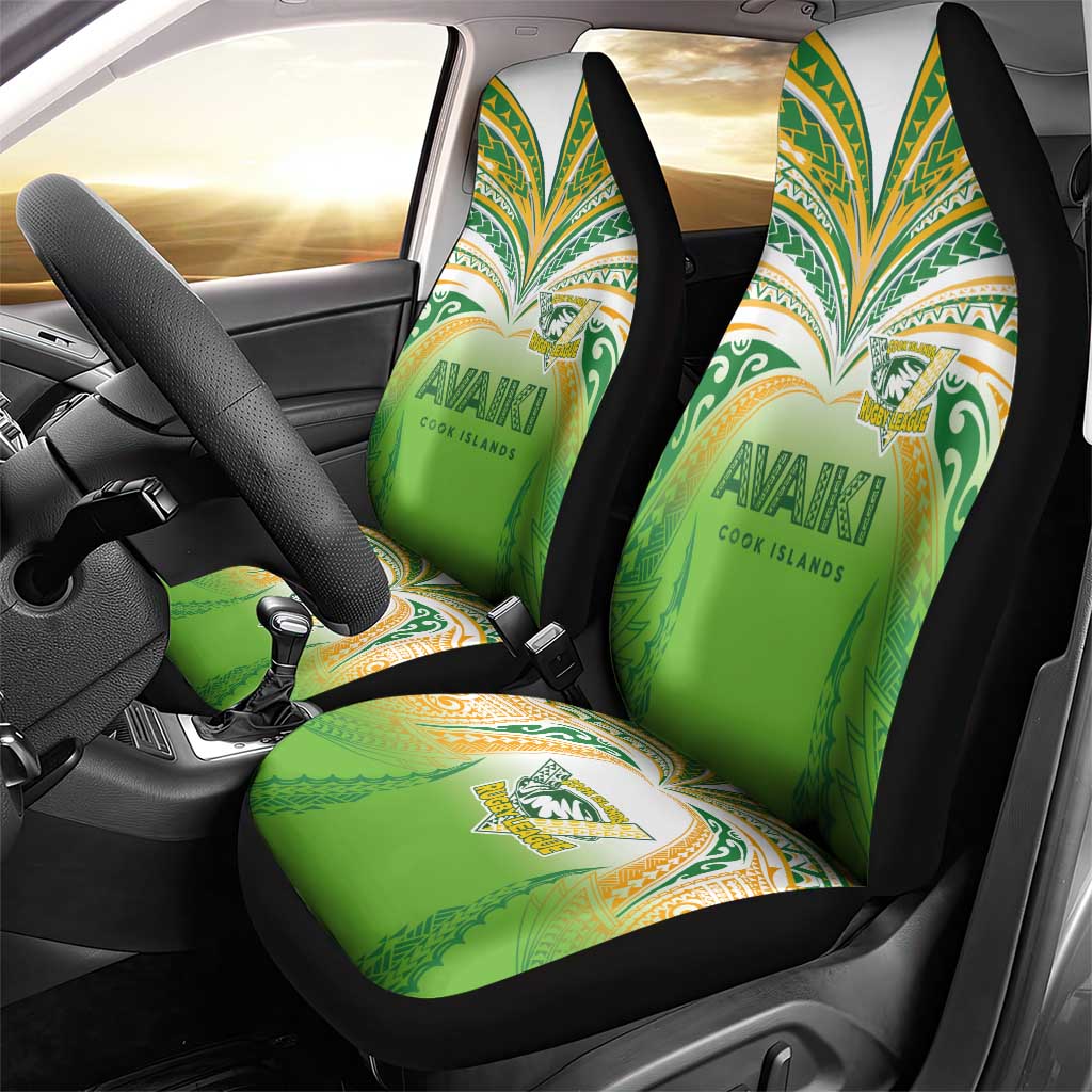 Cook Islands Rugby League Car Seat Cover Avaiki Tatau Tribal Motifs White Color - Polynesian Pride