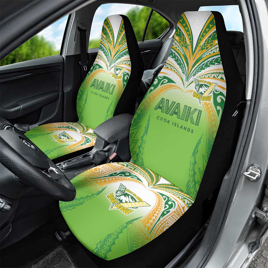 Cook Islands Rugby League Car Seat Cover Avaiki Tatau Tribal Motifs White Color - Polynesian Pride